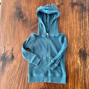 GUC Kate Quinn Ribbed Zip Hoodie with Bear Ears Teal 3T
